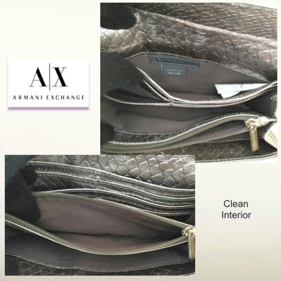 Chic ARMANI EXCHANGE Soft Genuine Leather Wallet Silver Metallic Card Bi… - Picture 6 of 9